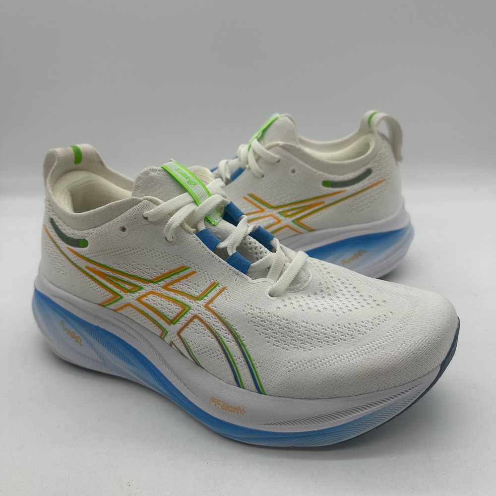 ASICS 1011B794 Mens Size 7 White/Waterscape Gel-Nimbus 26 FF Blast Running Shoes